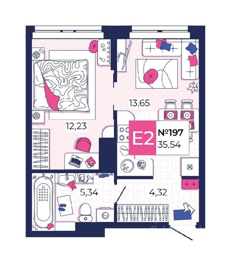 Однокомнатная квартира ЖК по любви в Туле от 35,5 м² 4,6 млн ₽