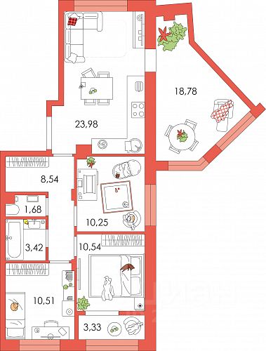 Трехкомнатная квартира ЖК Наши Баташи в Туле от 86 м²  от 7,5 млн ₽ от 23 000 р/месяц