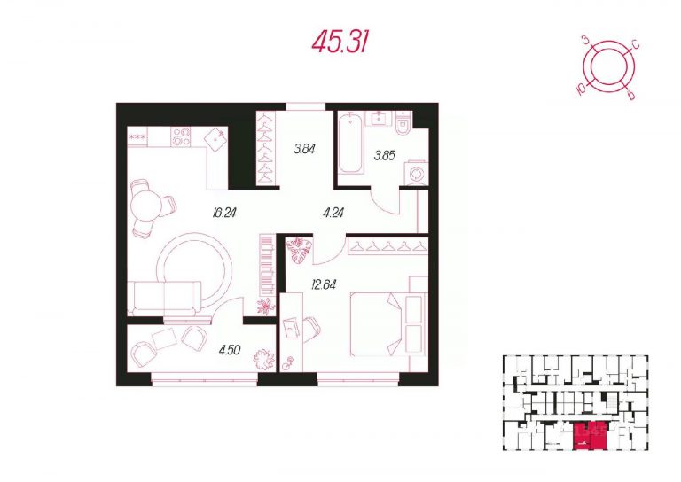 1-комнатная квартира Дом на Хворостухина в Туле от от 37 м² от 4 млн от 15 000 р/месяц