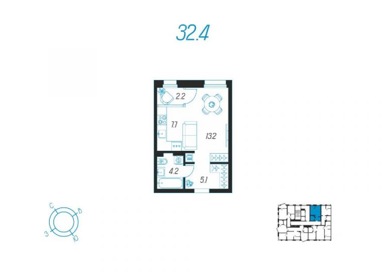 Студия ЖК Михеева Парк от 3,1 млн от 32 м²