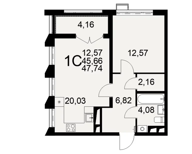 Однокомнатная квартира ЖК Легенда от 27 м² от 6,1 млн